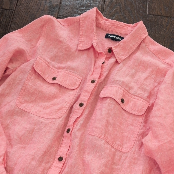 Lands' End Tops - LANDS' END I Casual Pink Linen Oversized Button Up Shirt Top, L/XL (?)